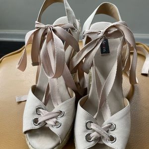 Style & Co.  Beige espadrille that lace around ankles